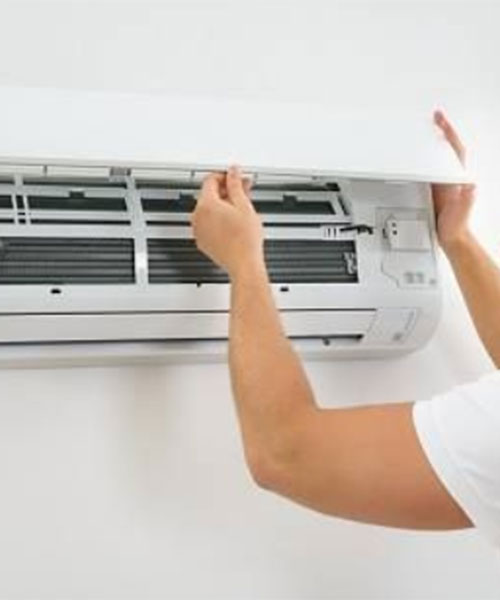Wall-mounted ductless mini-split system installed in a residential home